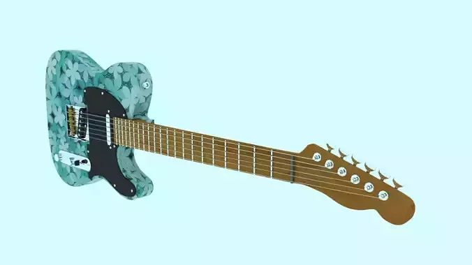 telecaster electric guitar with camouflage pattern