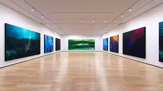 Art Museum Gallery Interior 1c - Textured Low-poly 3D model