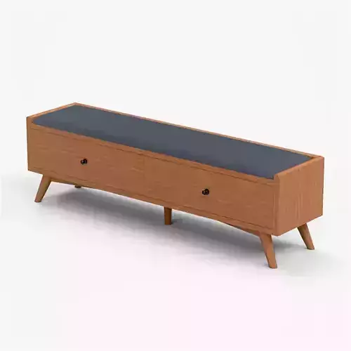 Brewton bench mahogany navy upholstered Low-poly 3D model
