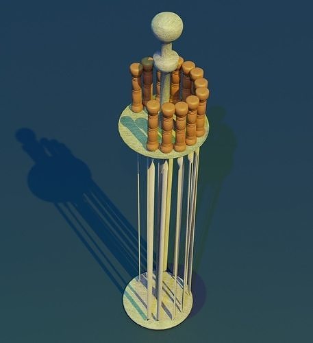 Skewer set of wooden sticks Low-poly 3D model