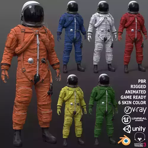 CS02 Male Space Suit FULL VERSION Low-poly 3D model