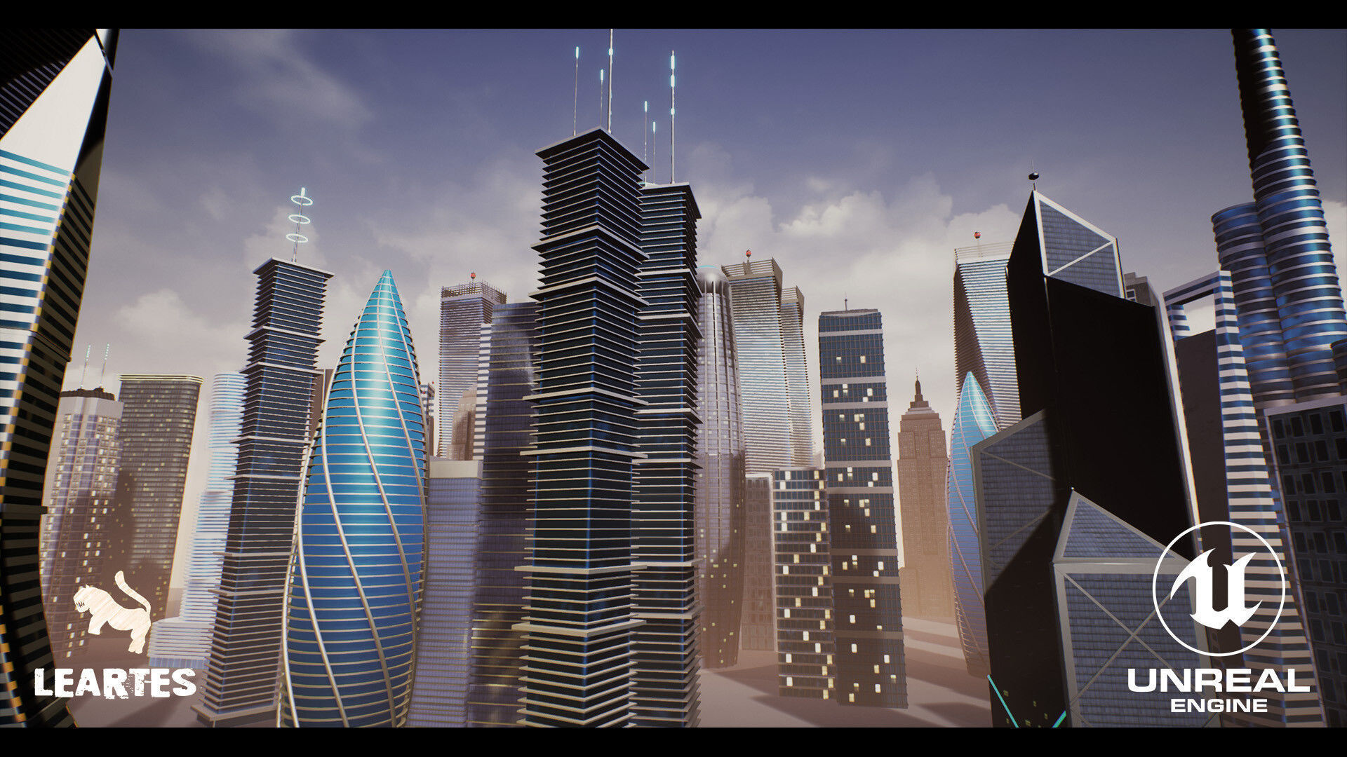 SkyScrapers High Rise Buildings Modular Asset Pack Low-poly 3D model_8