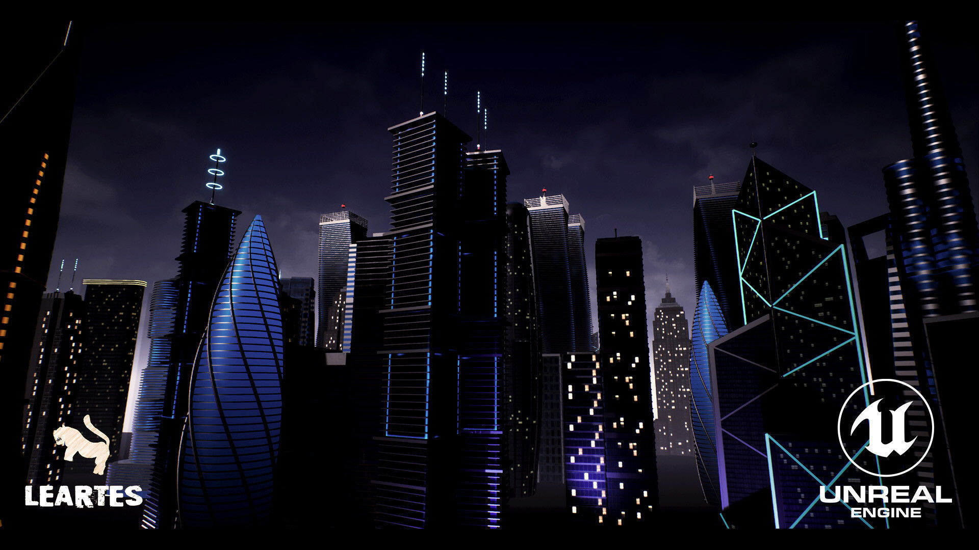 SkyScrapers High Rise Buildings Modular Asset Pack Low-poly 3D model_1