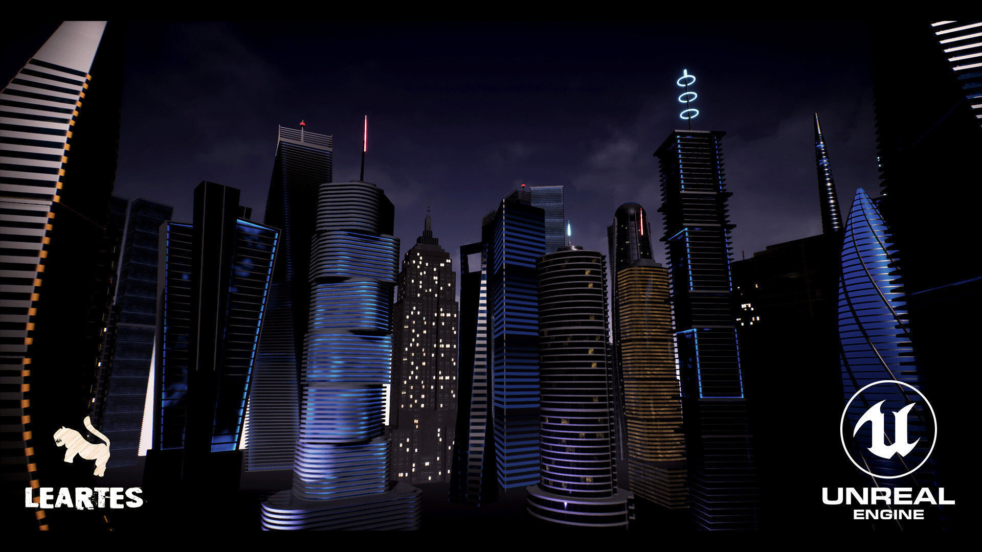 SkyScrapers High Rise Buildings Modular Asset Pack Low-poly 3D model_5