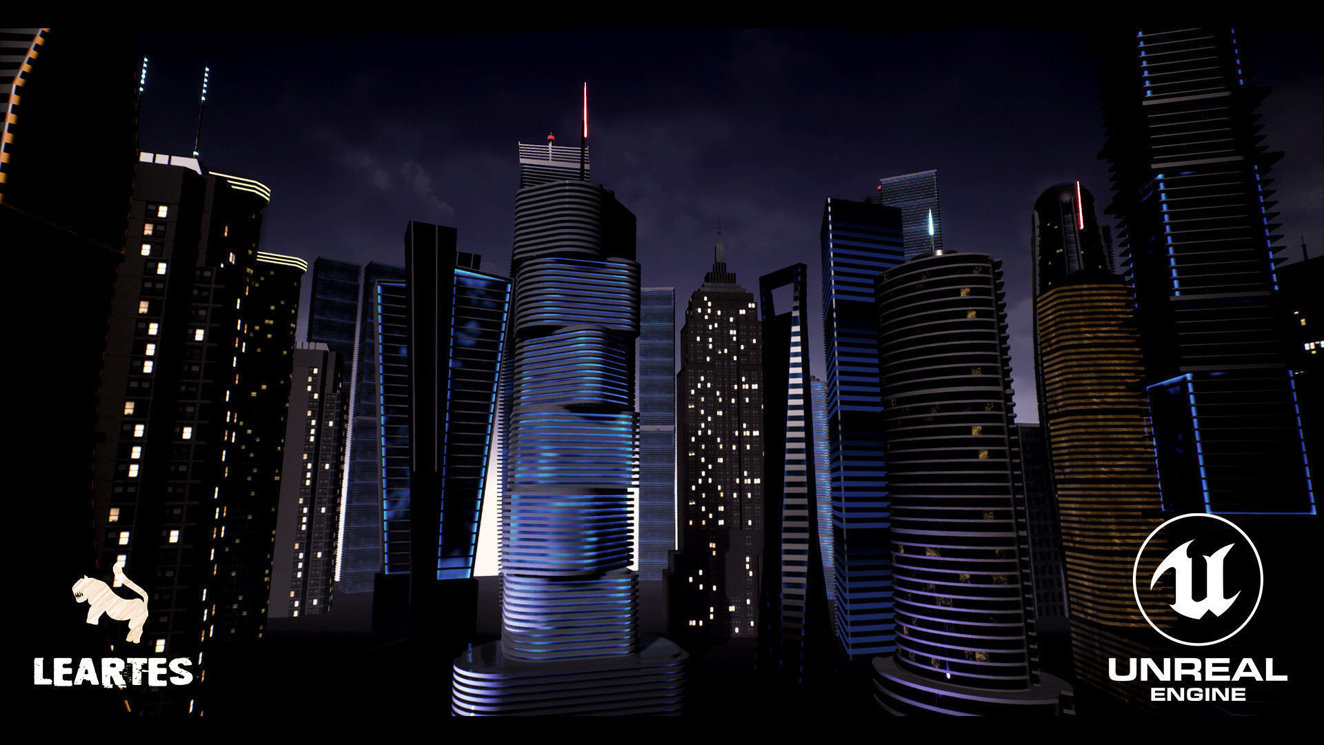 SkyScrapers High Rise Buildings Modular Asset Pack Low-poly 3D model_2