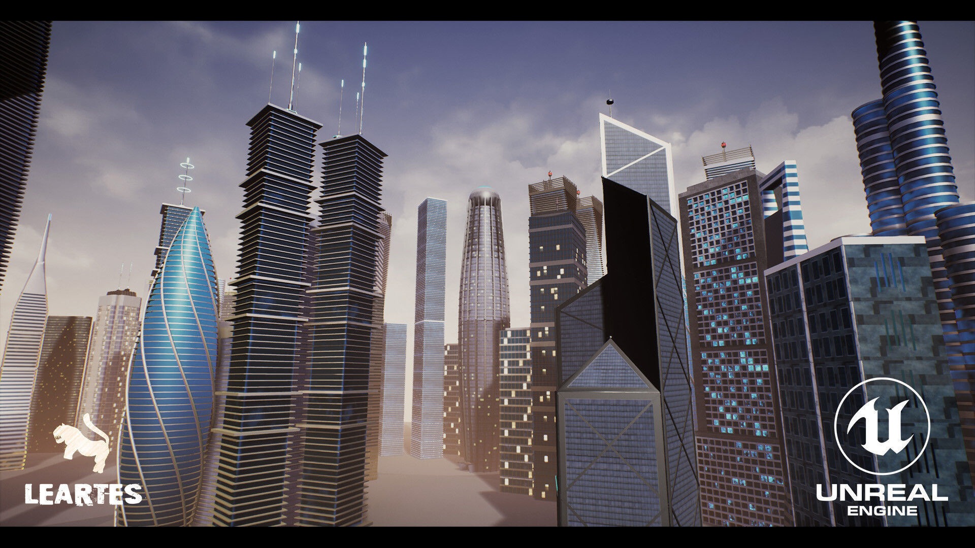 SkyScrapers High Rise Buildings Modular Asset Pack Low-poly 3D model_9