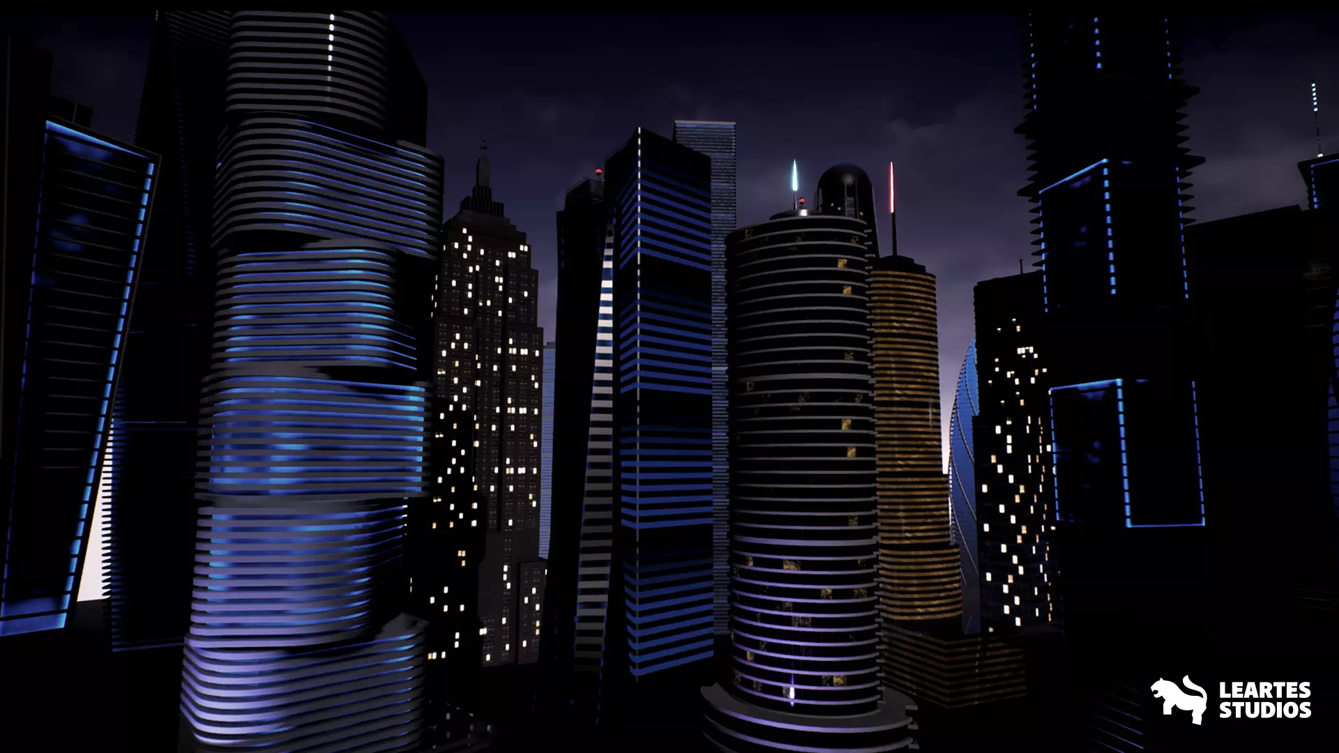 SkyScrapers High Rise Buildings Modular Asset Pack Low-poly 3D model_0