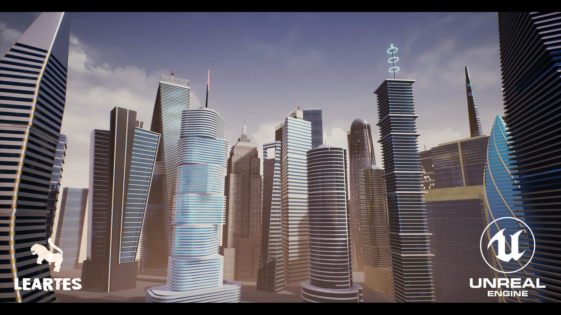 SkyScrapers High Rise Buildings Modular Asset Pack Low-poly 3D model_10