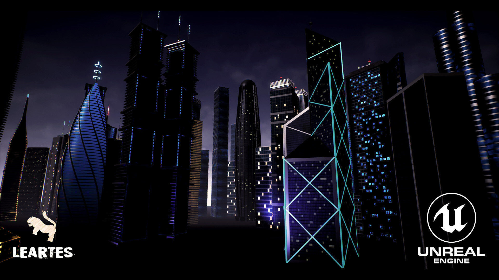 SkyScrapers High Rise Buildings Modular Asset Pack Low-poly 3D model_4