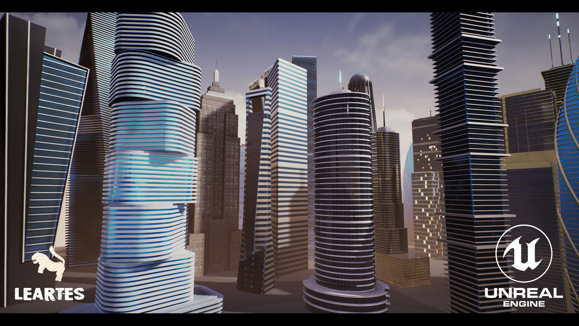 SkyScrapers High Rise Buildings Modular Asset Pack Low-poly 3D model_11