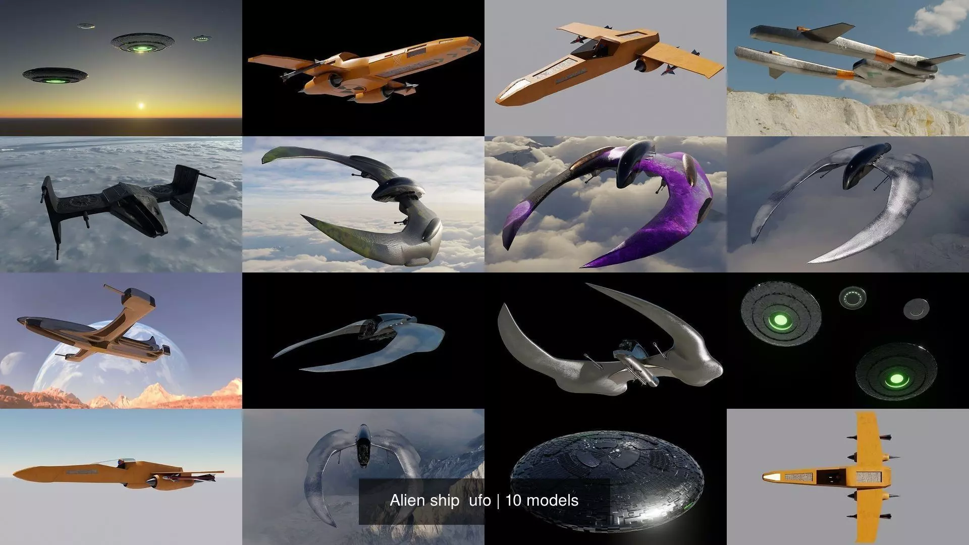 Alien ship  ufo 3D Model Collection_0