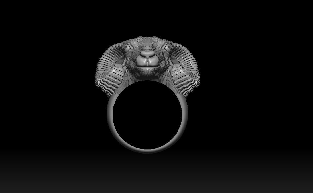 Aries ram biker ring with horns 3D print model_19