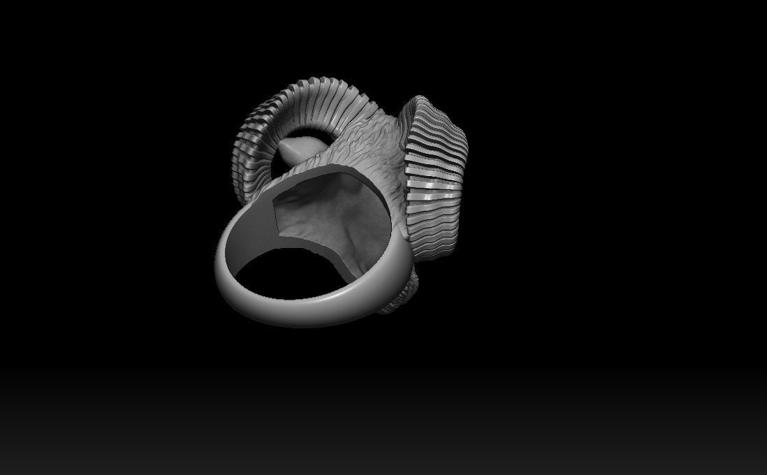 Aries ram biker ring with horns 3D print model_22