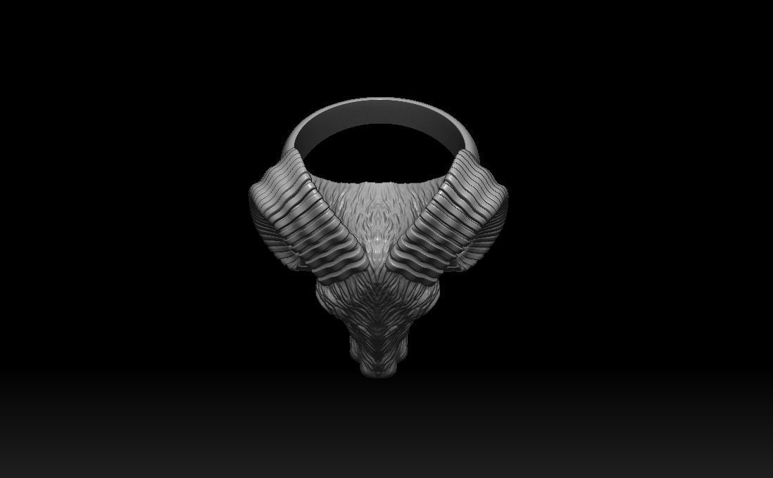 Aries ram biker ring with horns 3D print model_25