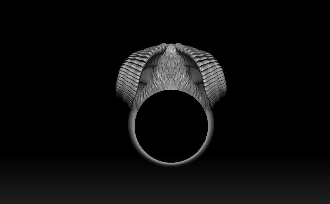 Aries ram biker ring with horns 3D print model_14