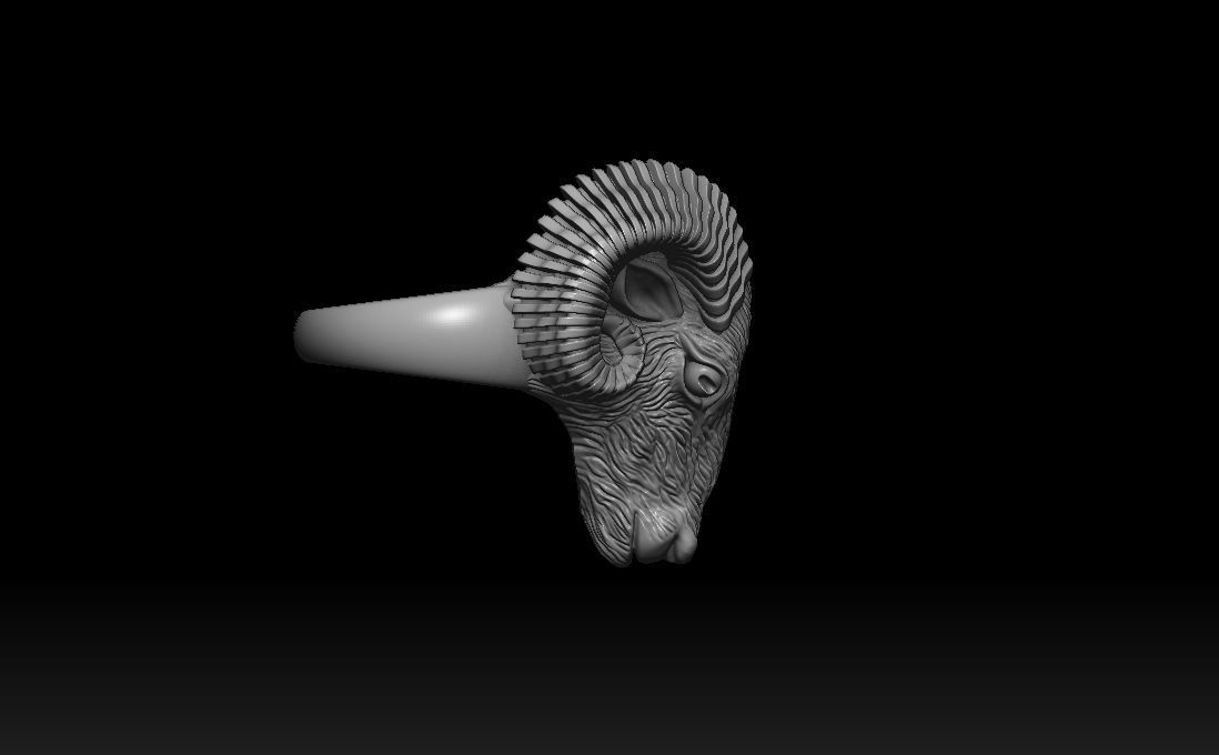 Aries ram biker ring with horns 3D print model_13