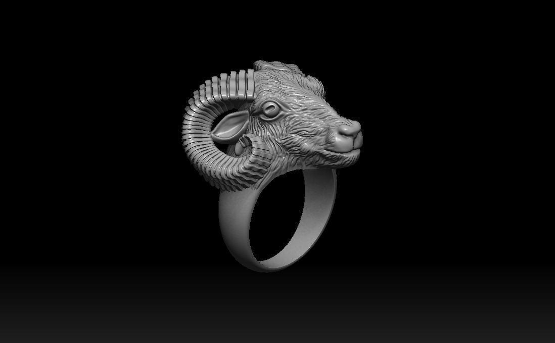 Aries ram biker ring with horns 3D print model_12