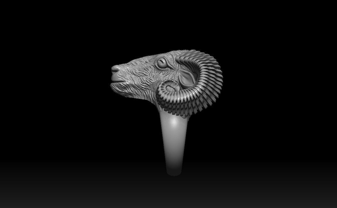 Aries ram biker ring with horns 3D print model_23