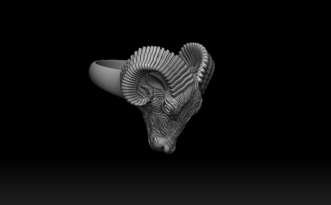 Aries ram biker ring with horns 3D print model_26