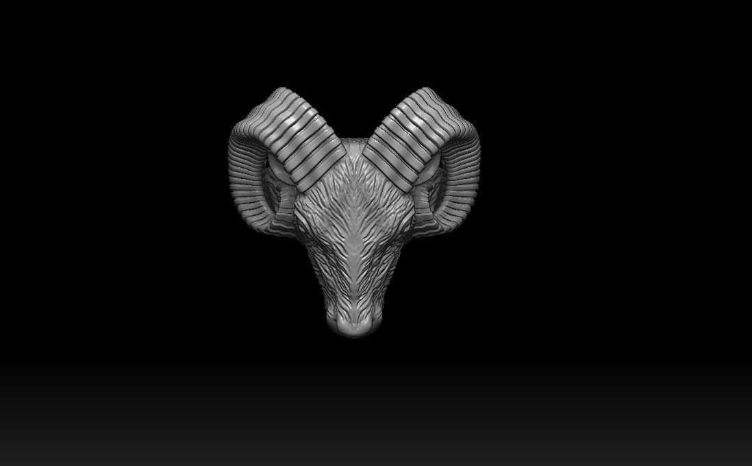 Aries ram biker ring with horns 3D print model_20