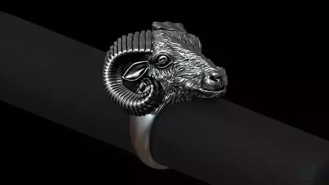 Aries ram biker ring with horns 3D print model Aries ram biker ring with horns 3D print model