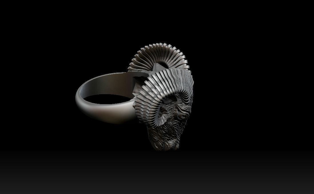 Aries ram biker ring with horns 3D print model_17