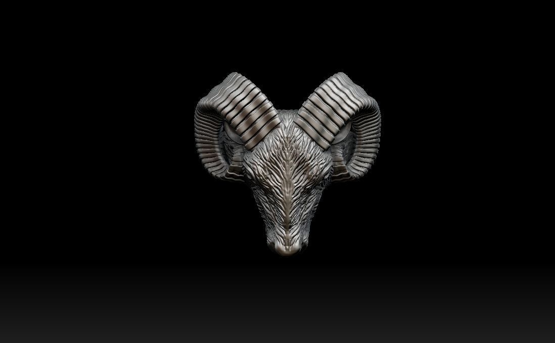 Aries ram biker ring with horns 3D print model_16