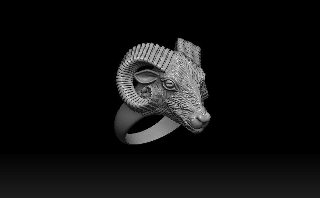 Aries ram biker ring with horns 3D print model_15