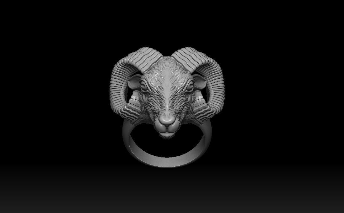 Aries ram biker ring with horns 3D print model_24