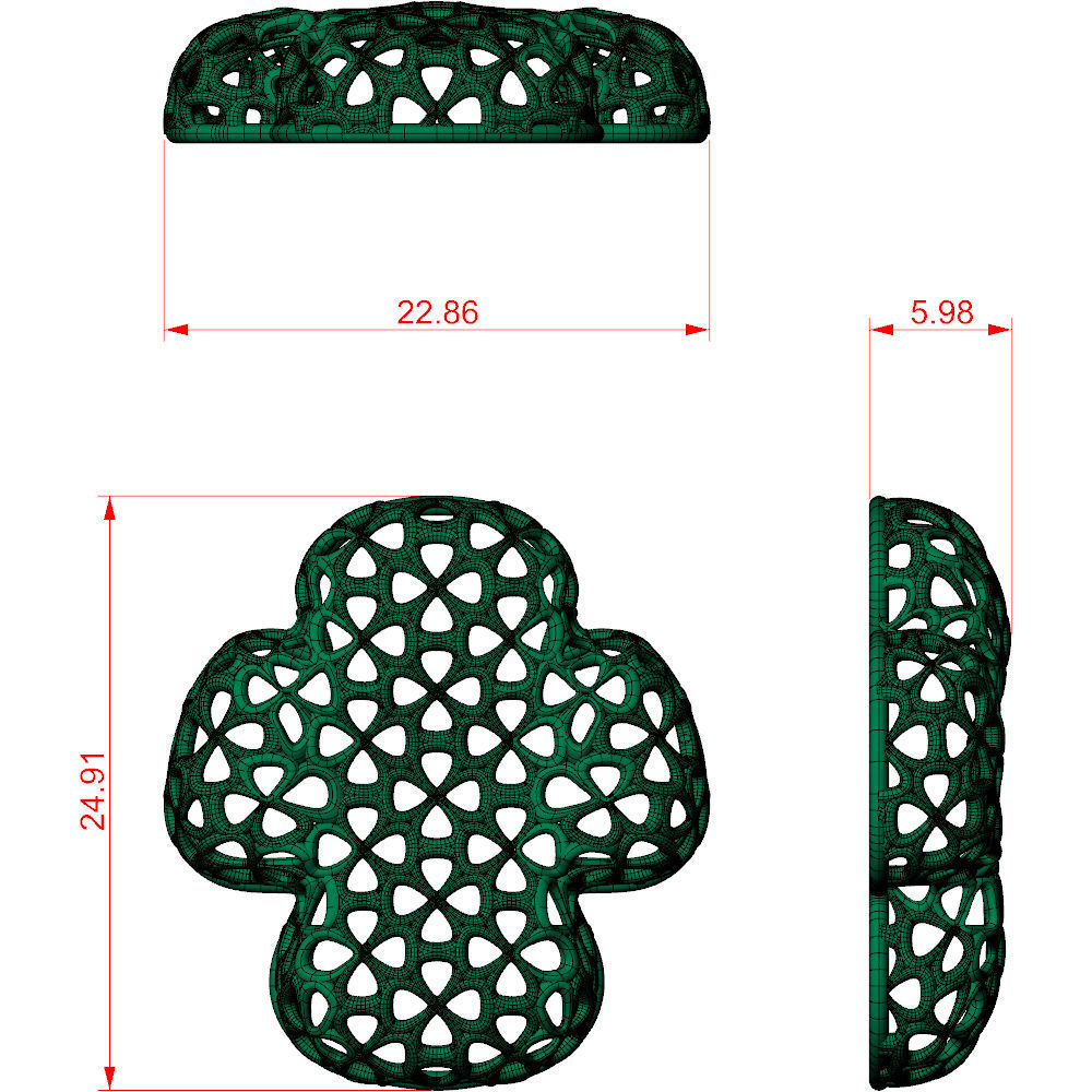 Wireframe  Flowers Cross Charm Pendant 3D print model_4