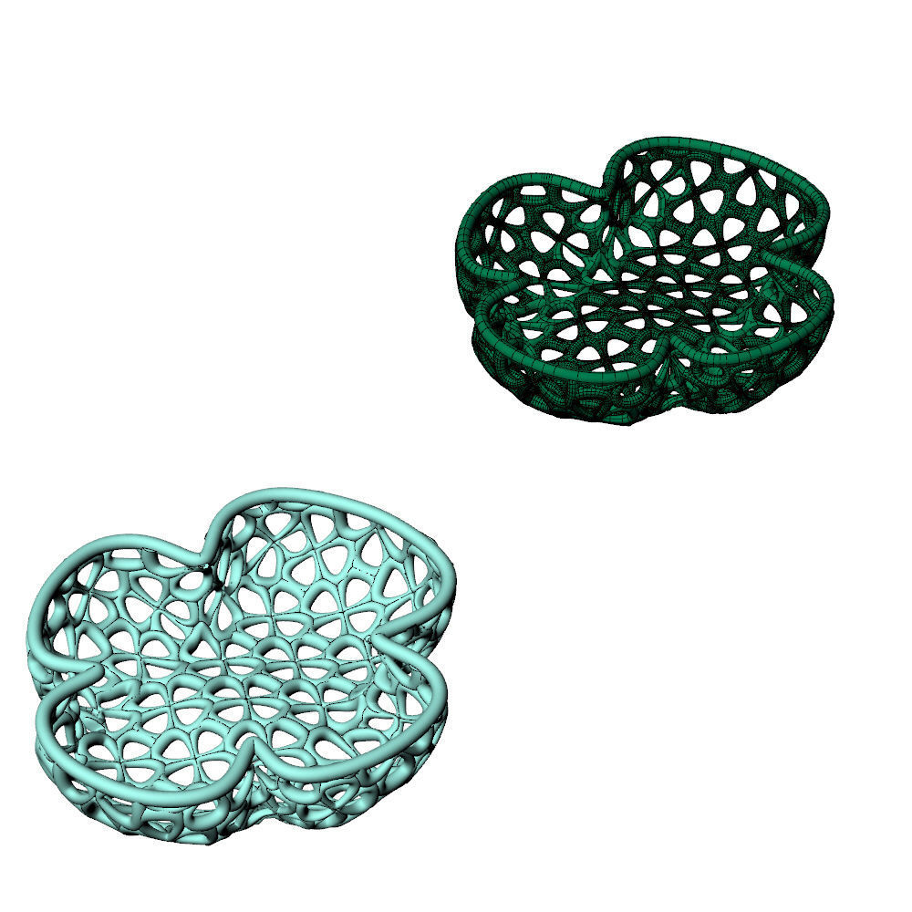 Wireframe  Flowers Cross Charm Pendant 3D print model_10