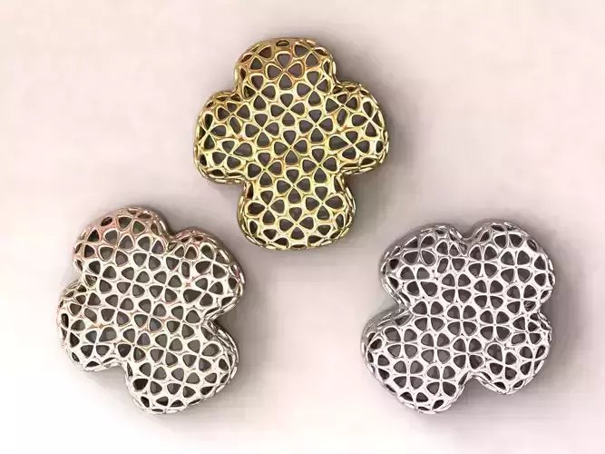 Wireframe  Flowers Cross Charm Pendant 3D print model