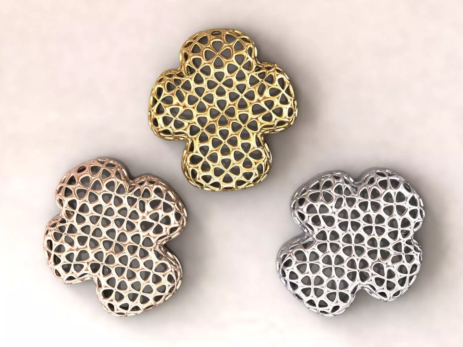 Wireframe  Flowers Cross Charm Pendant 3D print model_0