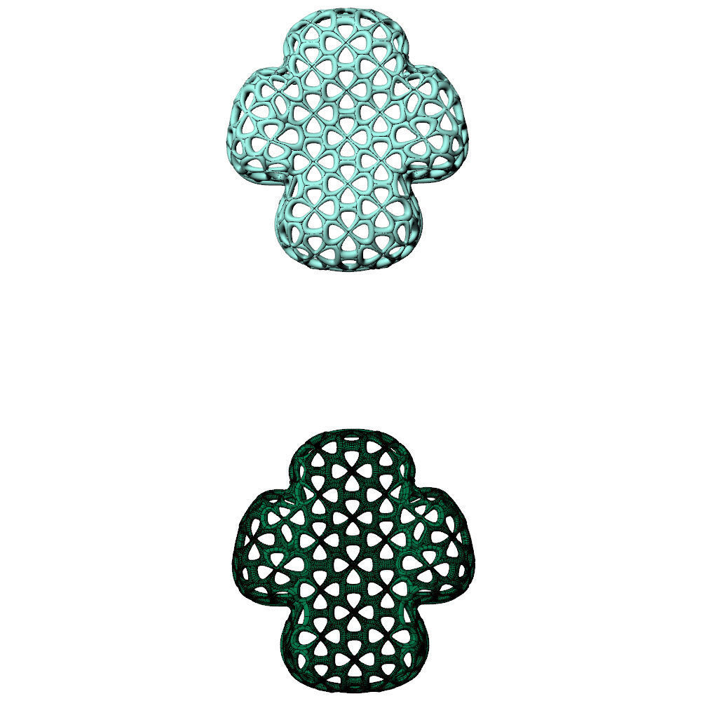 Wireframe  Flowers Cross Charm Pendant 3D print model_6