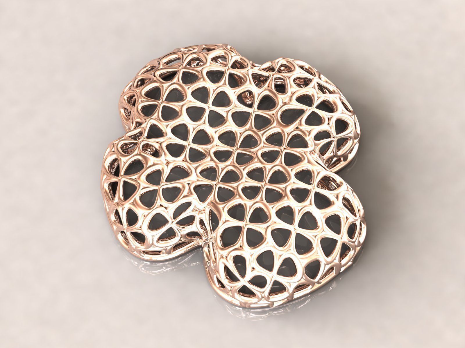 Wireframe  Flowers Cross Charm Pendant 3D print model_1