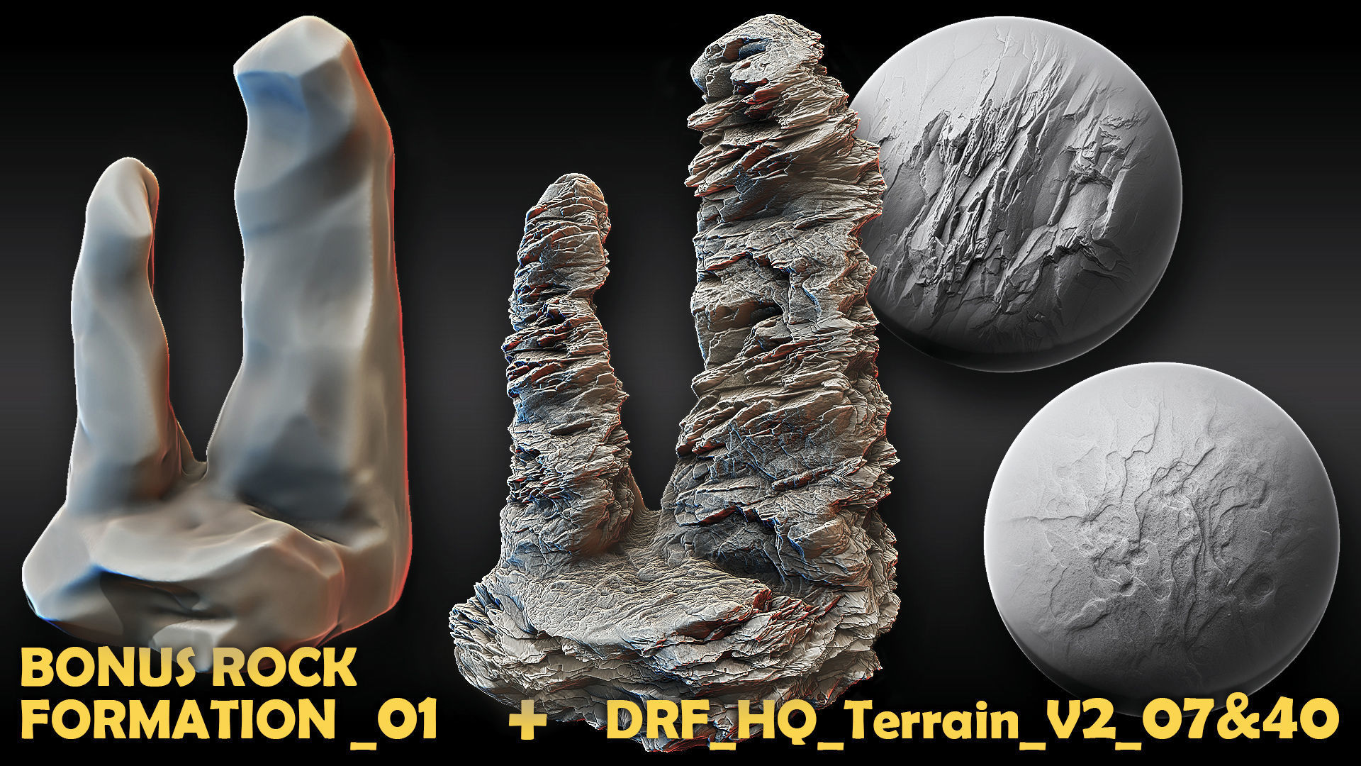 Ultra HQ Terrain Seamless Sculpt Zbrush brushes and Alphas Vol2 3D model_2