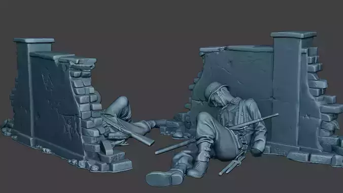 German soldier ww2 Killed3 G6 3D print model