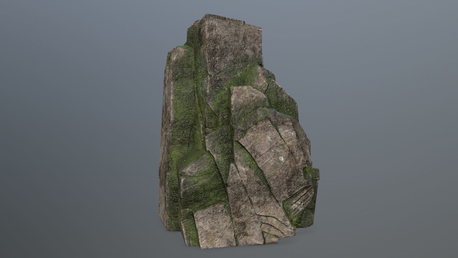 Rock Set mossy Low-poly 3D model_10