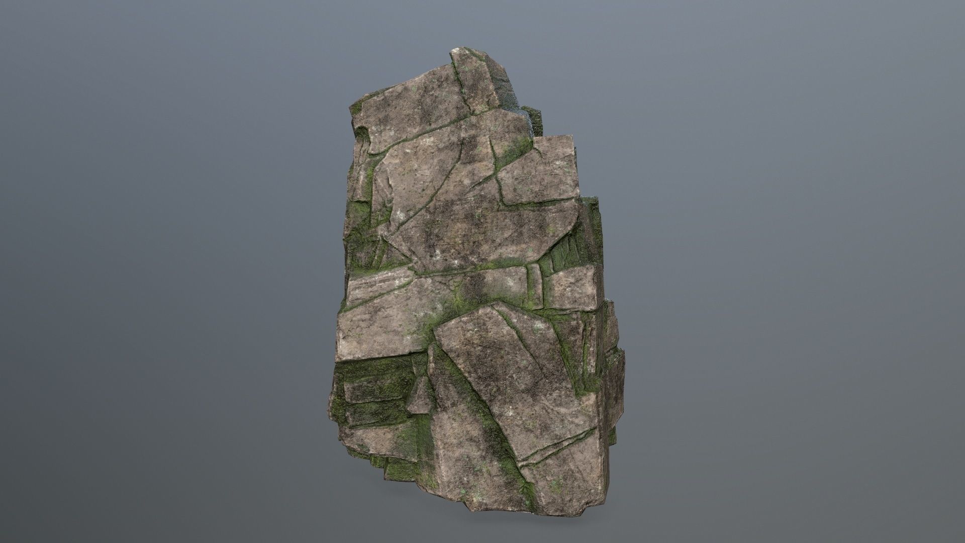 Rock Set mossy Low-poly 3D model_4