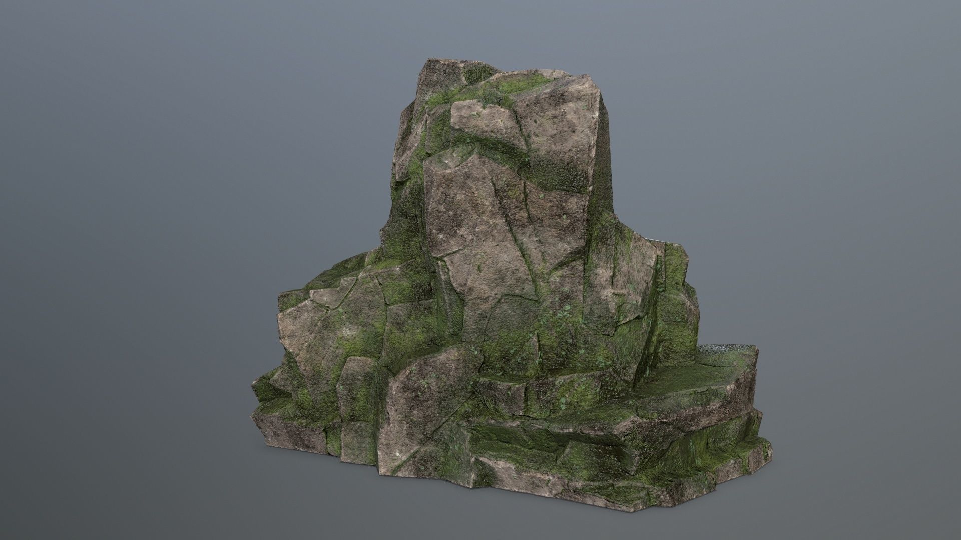 Rock Set mossy Low-poly 3D model_18