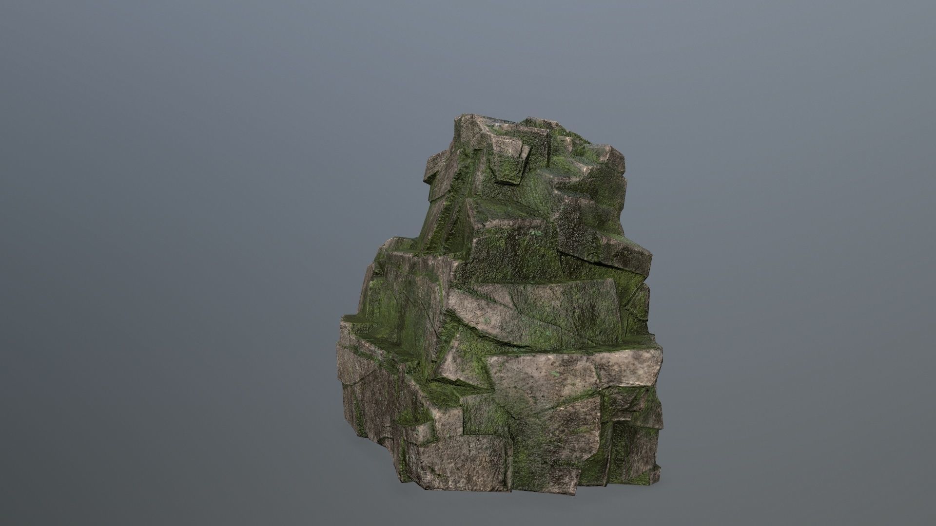 Rock Set mossy Low-poly 3D model_24