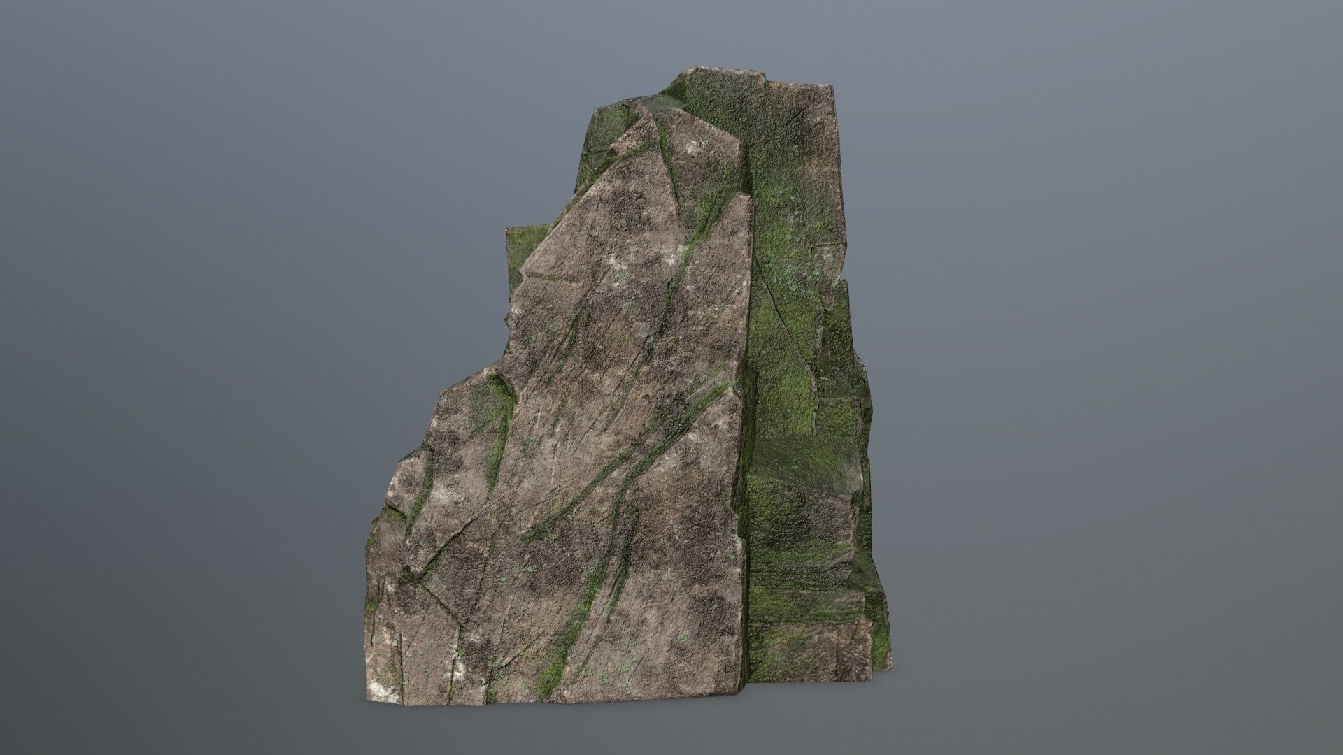Rock Set mossy Low-poly 3D model_11