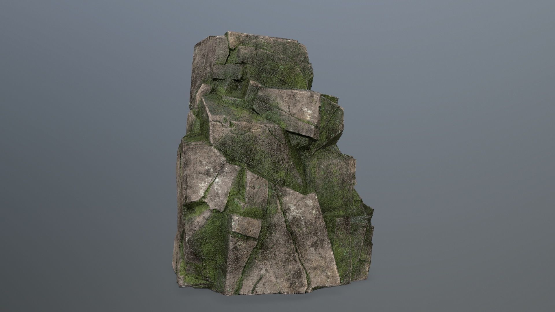 Rock Set mossy Low-poly 3D model_9