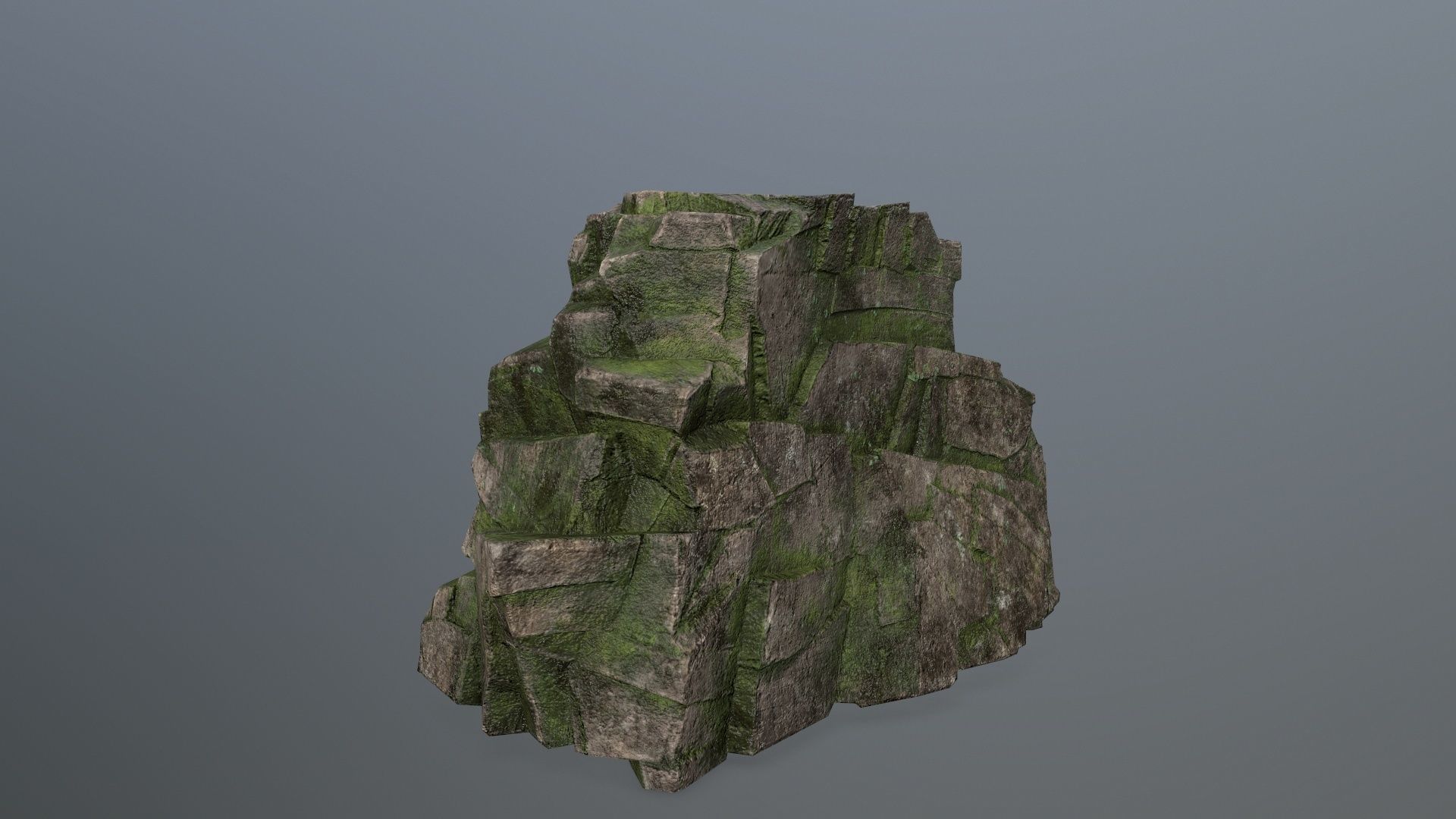 Rock Set mossy Low-poly 3D model_25
