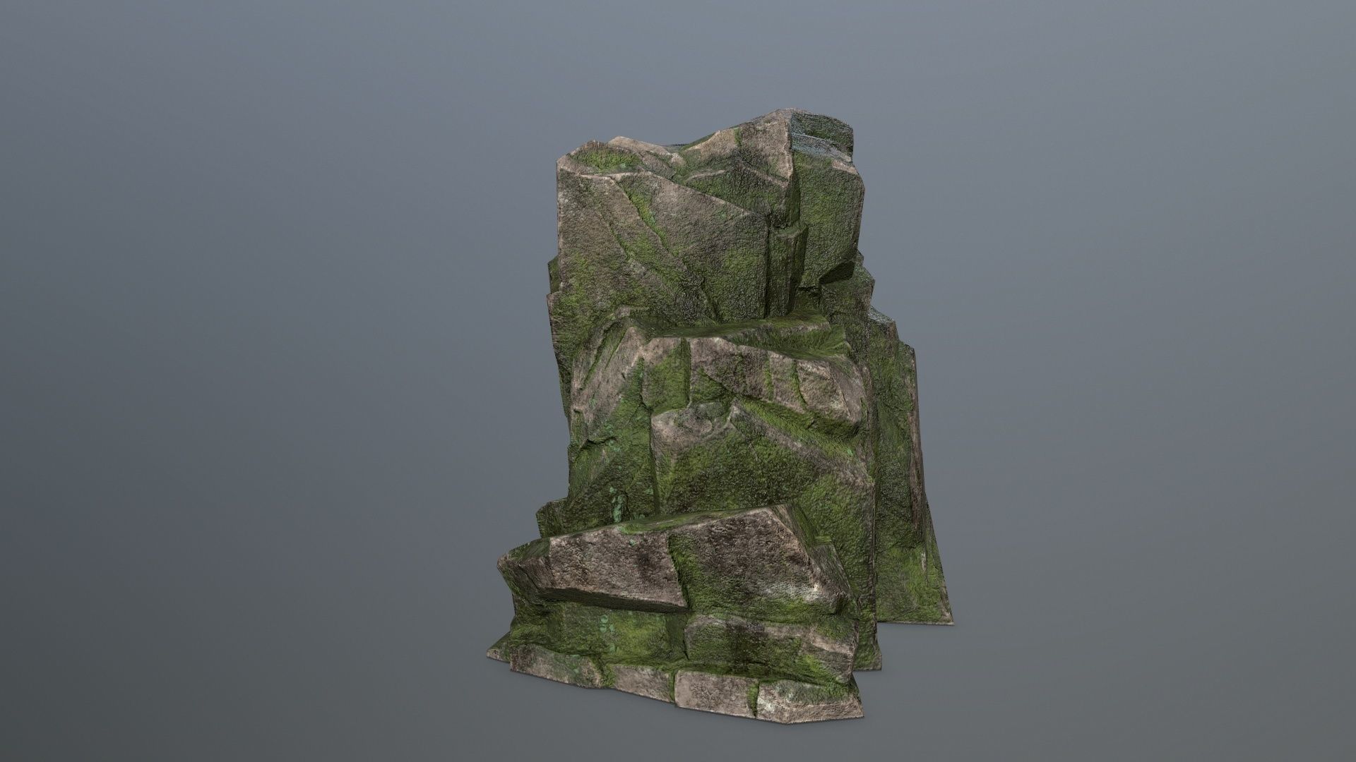 Rock Set mossy Low-poly 3D model_22