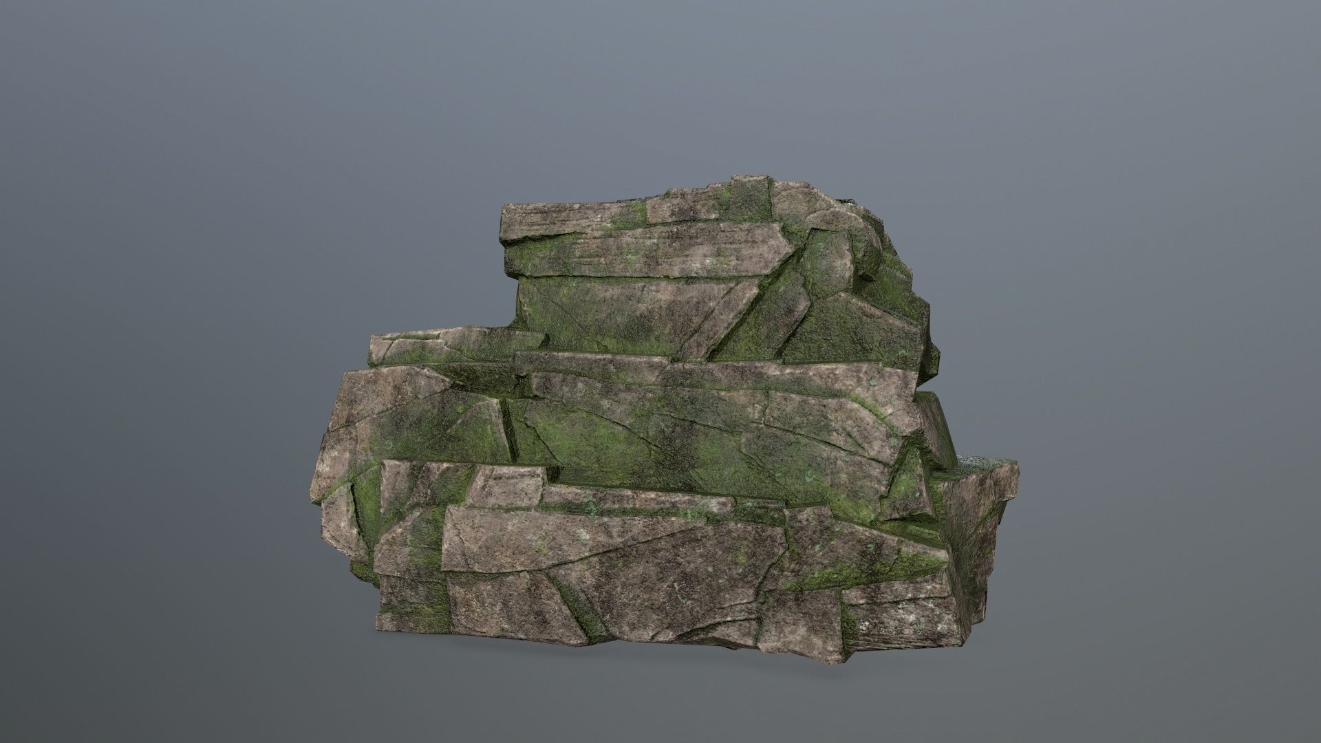 Rock Set mossy Low-poly 3D model_23