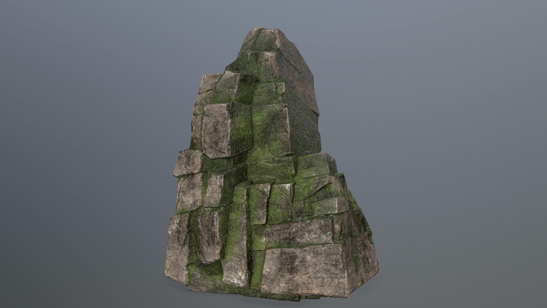 Rock Set mossy Low-poly 3D model_2
