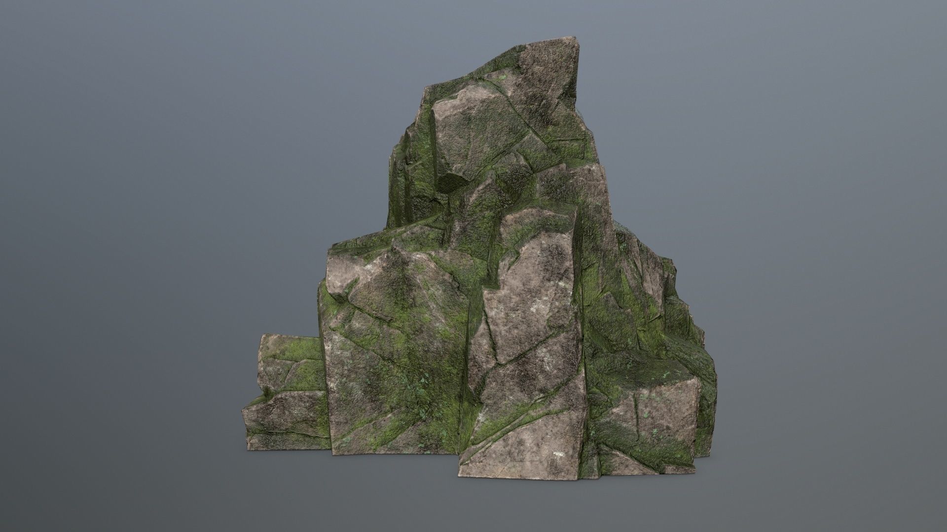 Rock Set mossy Low-poly 3D model_21