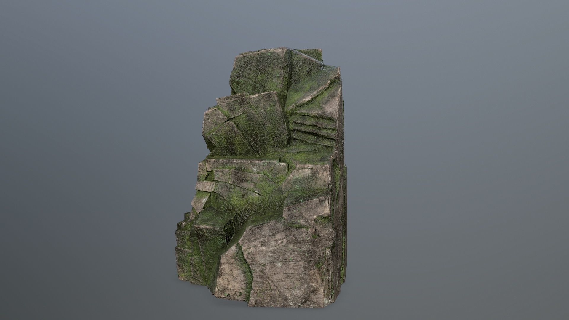 Rock Set mossy Low-poly 3D model_12