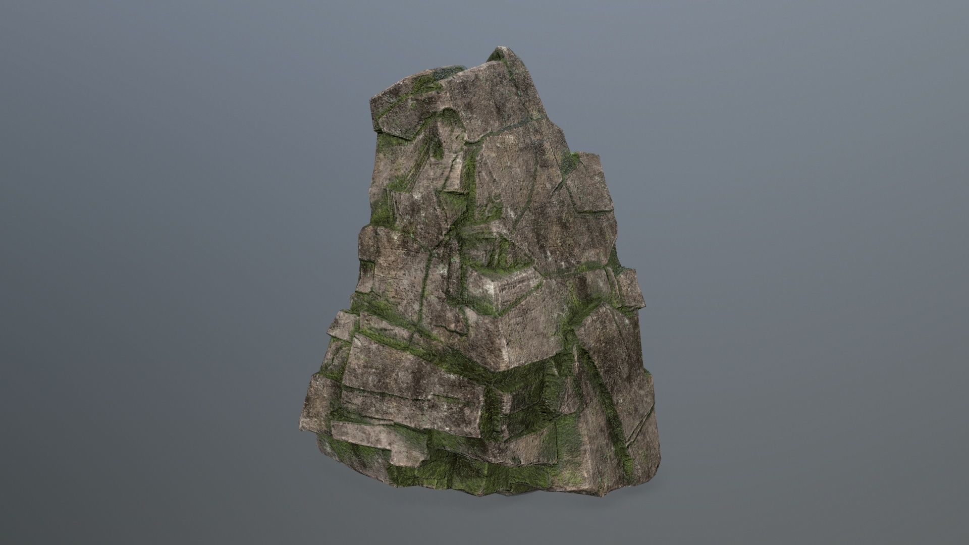 Rock Set mossy Low-poly 3D model_5